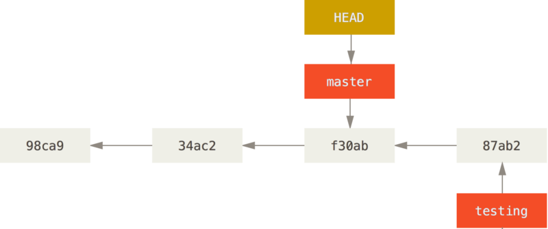 检出时 HEAD 随之移动。